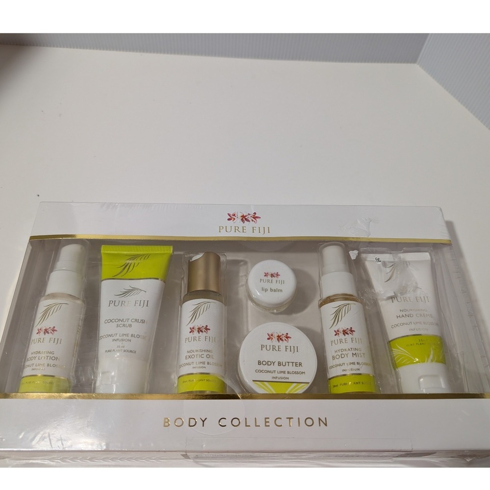 Pure Fiji Coconut Lime Blossom Body Collection 7 Piece Gift Set New Sealed